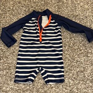 Carter's Blue and White Rashguard with Orange Zipper